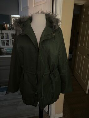 Women's Olive Green Hooded Parka Jacket